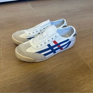 5 for $25 SHEIN White Sneakers with Blue and Red Stripes